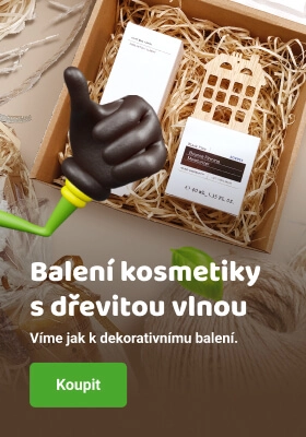 Balení kosmetiky s dřevitou vlnou