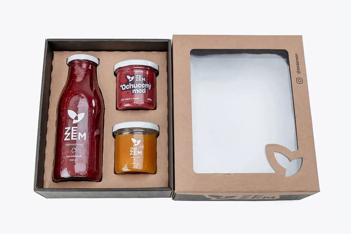 Krabice s tvarovým výsekm em na džemy a sirup