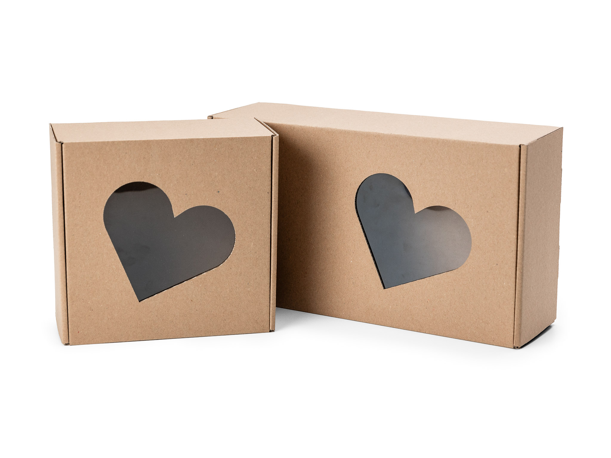 25 ks - Dárková krabice s průhledným víkem ve tvaru srdce 200x200x100