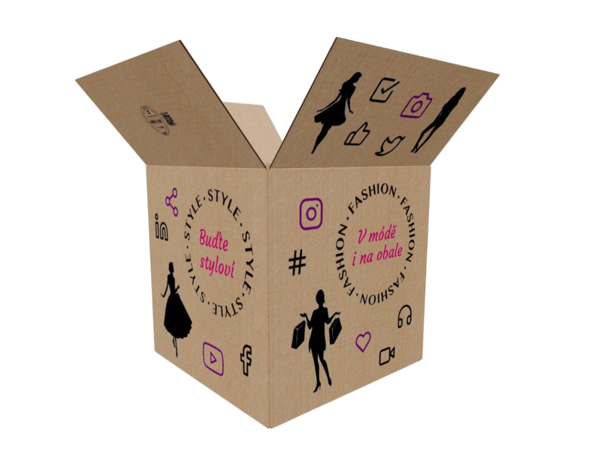 E-shop 100 ks - Kartonová krabice 400x400x400 3VVL klopová, digitální tisk