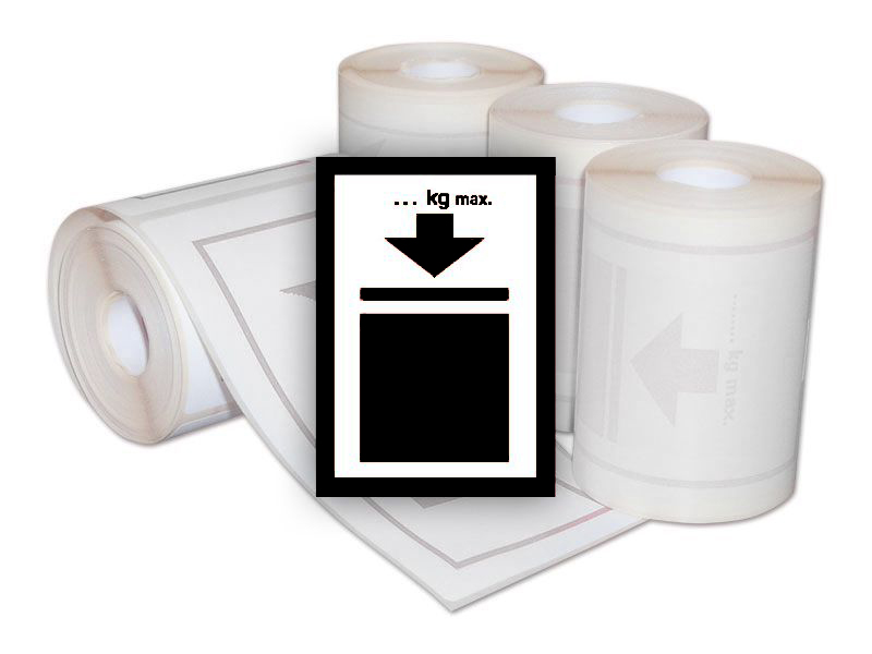 100 ks - Manipulační značka HMOTNOSTNÍ LIMIT STOHOVÁNÍ