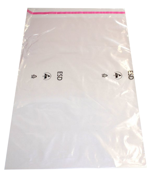 1000 ks - Sáček plochý 400x600+50/0,05 PINK Antistatic s klopou