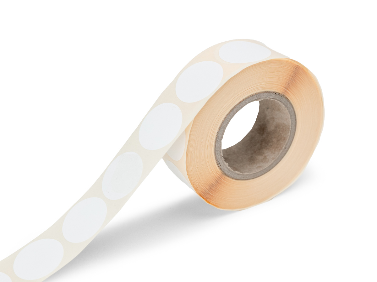E-shop Samolepící kolečka bílá, průměr 25 mm, 1000 ks na roli