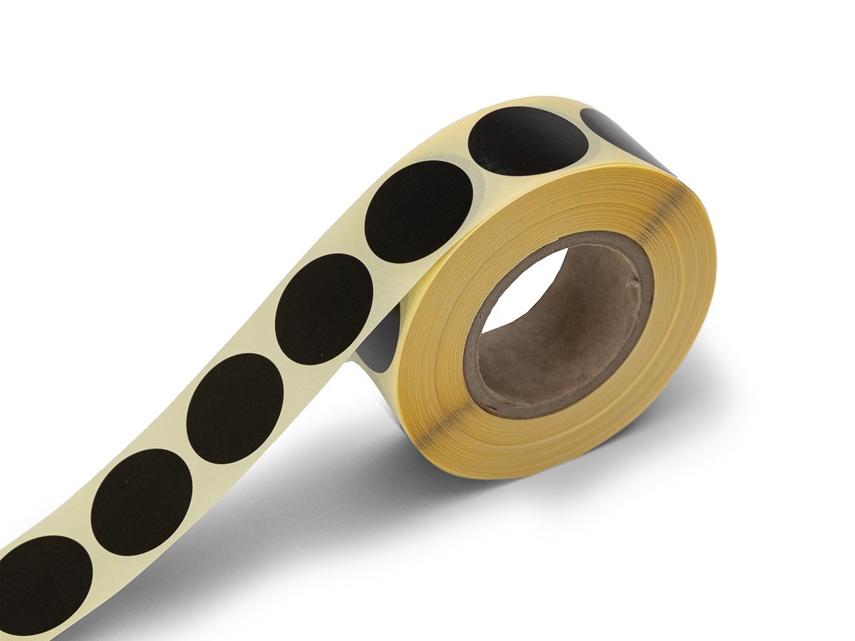 Samolepící kolečka černá, průměr 25 mm, 1000 ks na roli
