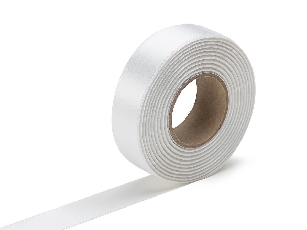 Stuha atlasová bílá, šíře 24 mm