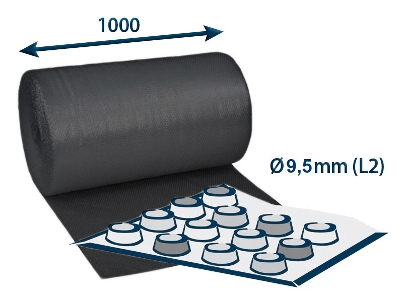 Bublinková fólie v roli šíře 1000 mm černá - 001