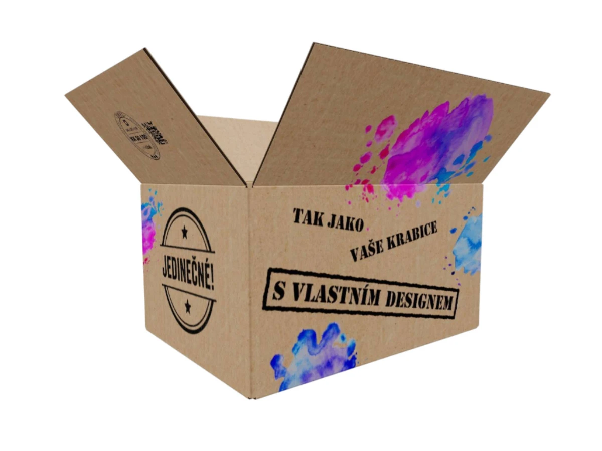 Kartonová krabice 340x260x190 3VVL klopová, digitální tisk - 003