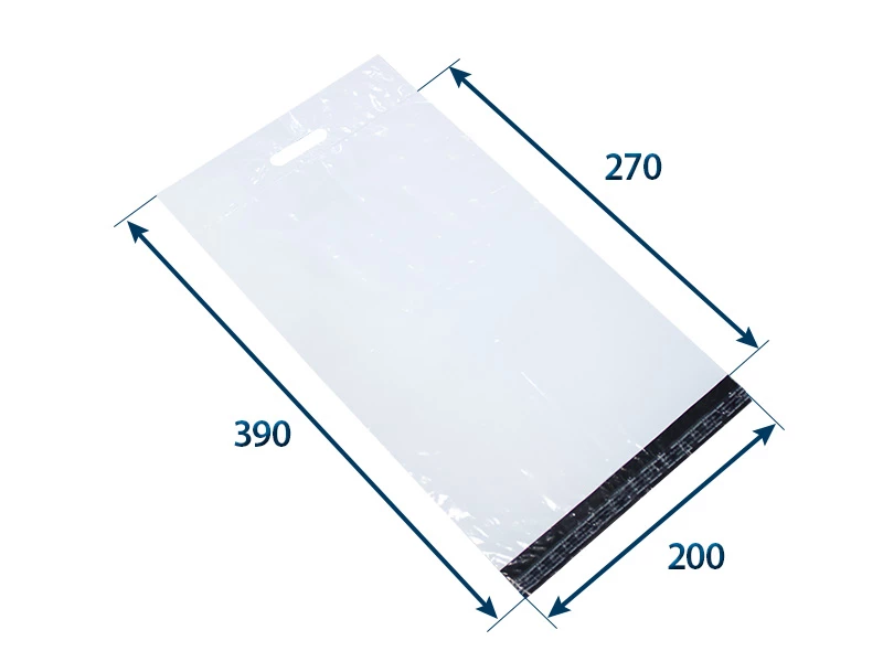 Obálka plastová samolepicí bílo-černá 200x270+80 tl. 0,06 s uchem (80% podíl recyklátu) - 001