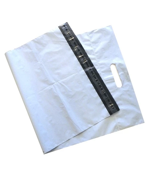 Obálka plastová samolepicí bílo-černá 280x370+80 tl. 0,06 s uchem - 005