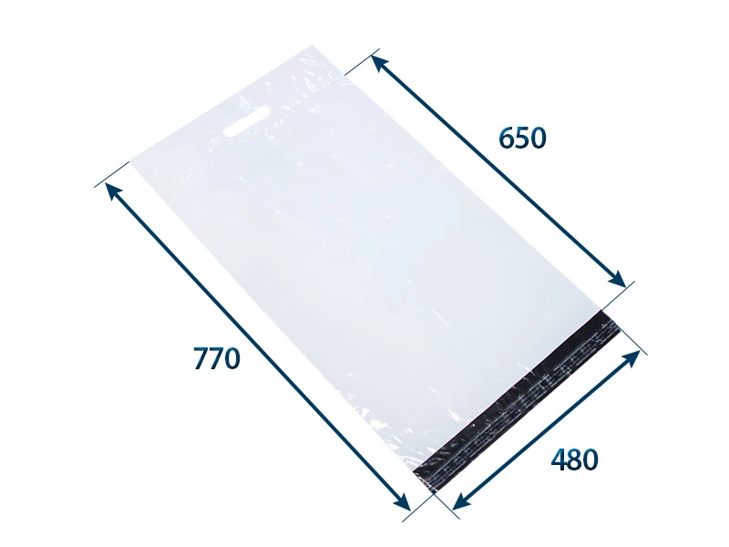 Obálka plastová samolepicí bílo-černá 480x650+80 tl. 0,06 s uchem - 001