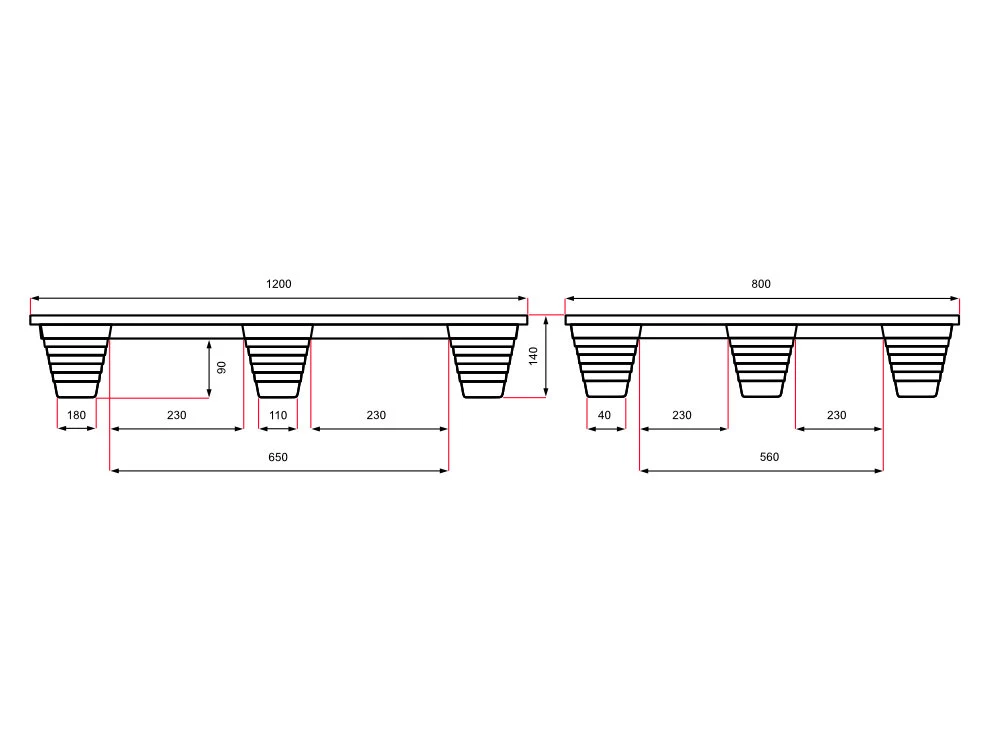 Paleta dřevěná lisovaná 1200x800mm, nosnost 1500kg - 004