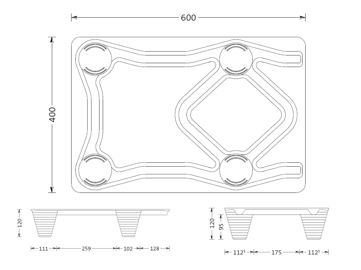 Paleta lisovaná - 600x400x120 - nosnost 250kg - 002