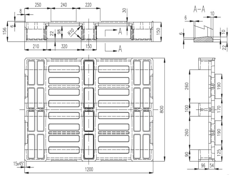 Paleta plastová 1200x800x150 - nosnost 1200 kg - 002