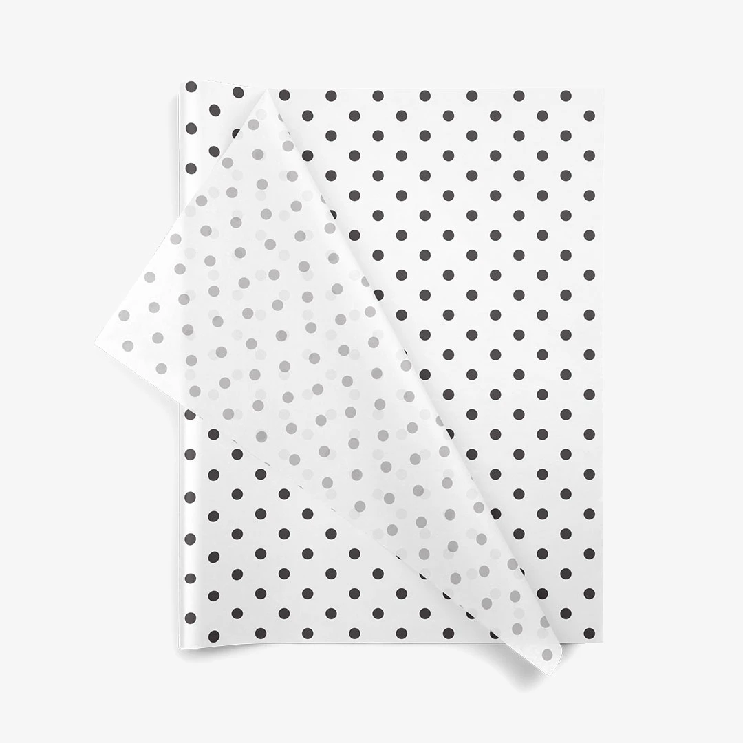 Papír hedvábný 500x760 Černý puntík na bílé (240ks) - 001