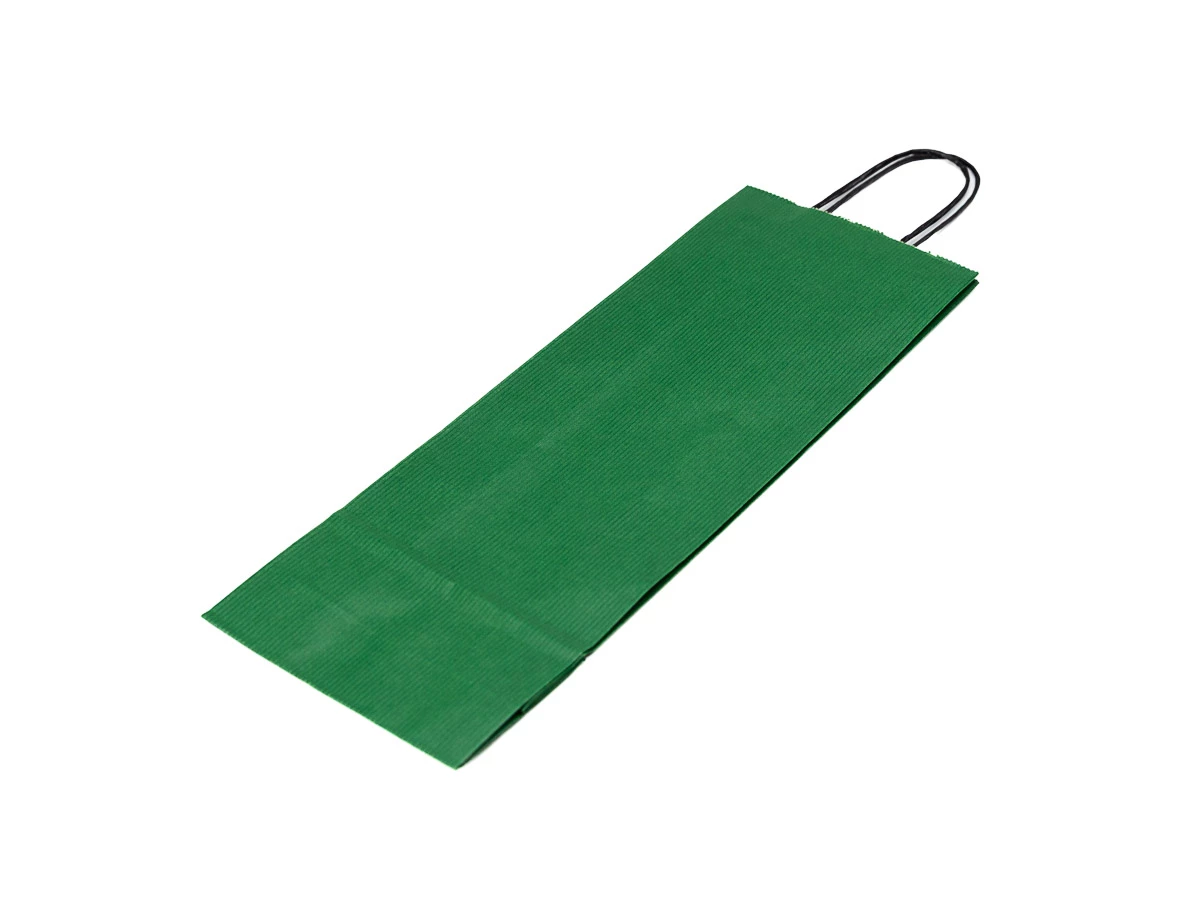 Papírová taška na víno zelená 140x80x390mm - 002