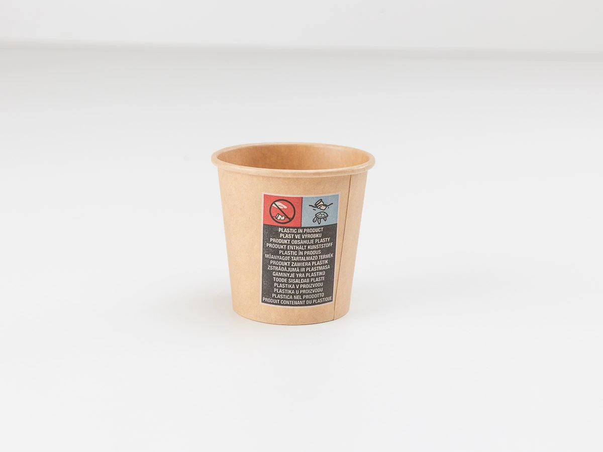 Papírový kelímek hnědý 110 ml, průměr 62 mm (0,08L/4oz) - 002