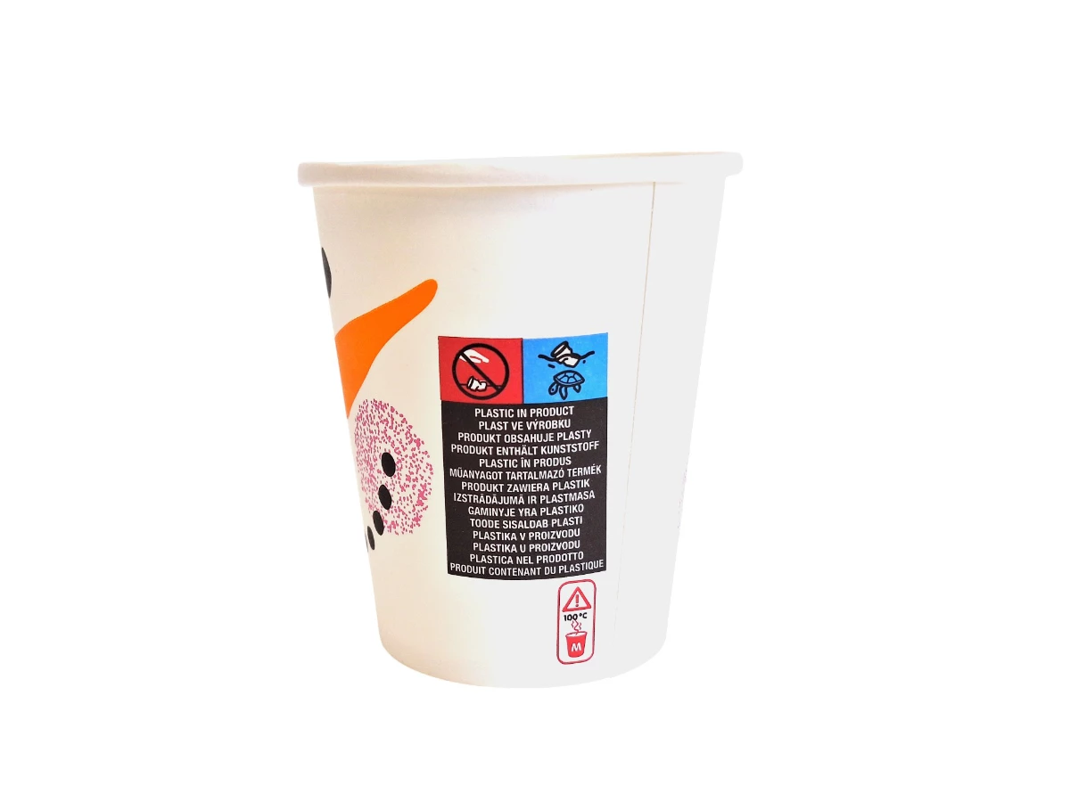 Papírový kelímek sněhulák 280 ml, průměr 80 mm (0,2L/8oz) - 002