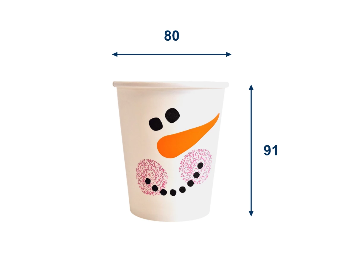 Papírový kelímek sněhulák 280 ml, průměr 80 mm (0,2L/8oz) - 001