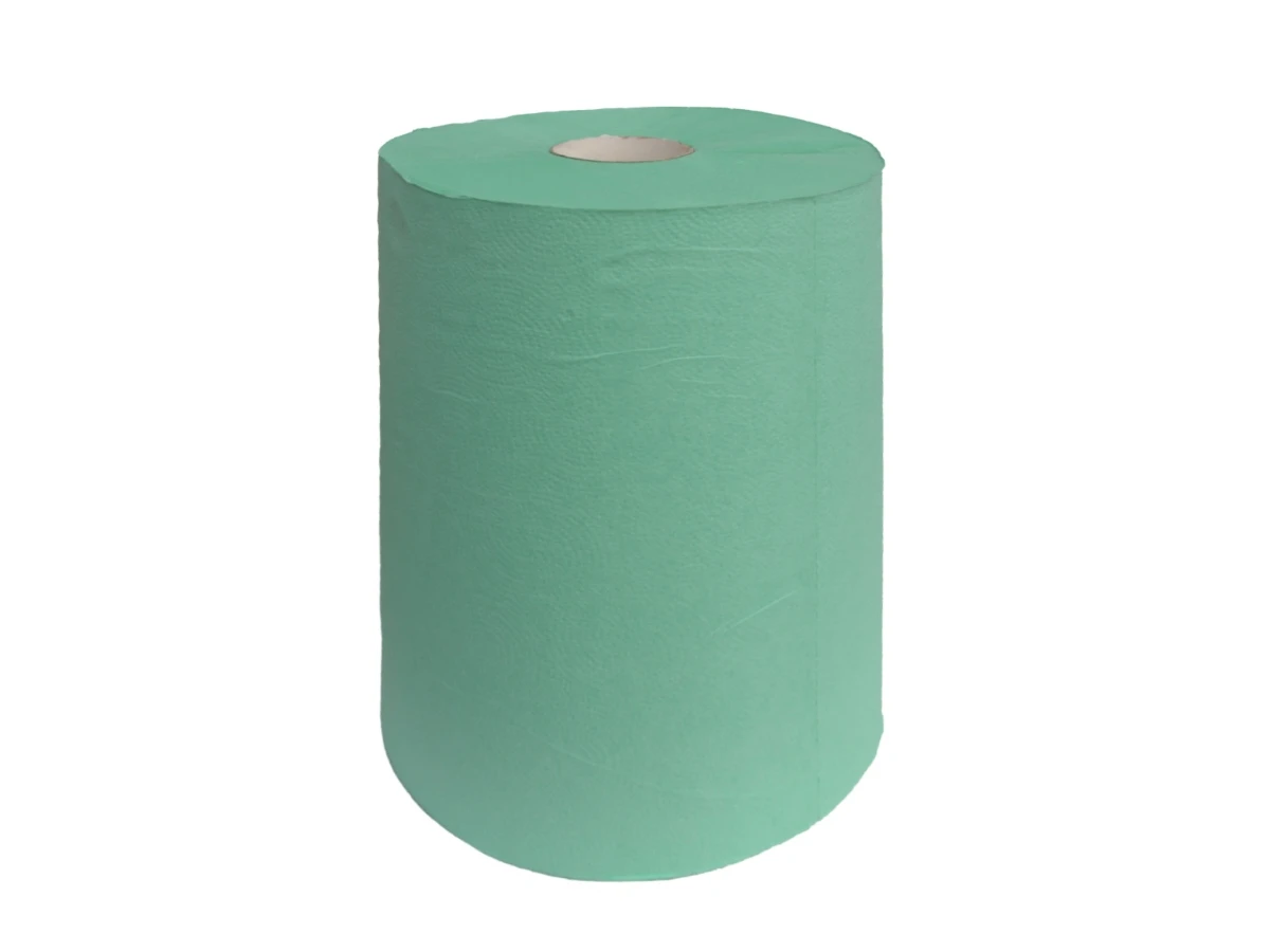 Papírový ručník zelený v roli s dutinkou, 700 útržků 380x360mm, návin 252m - 001
