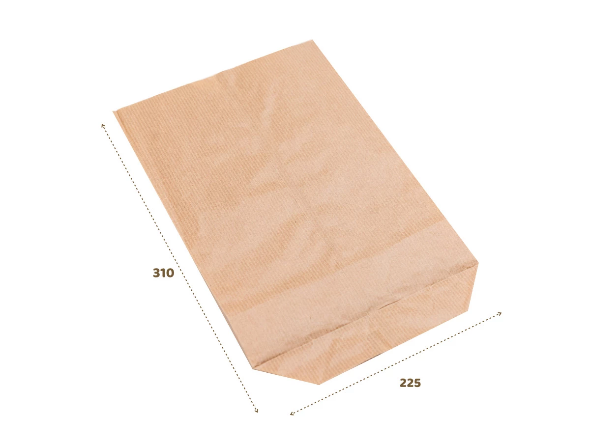 Papírový sáček 225x310mm s křížovm dnem 85mm, nosnost 2kg - 001