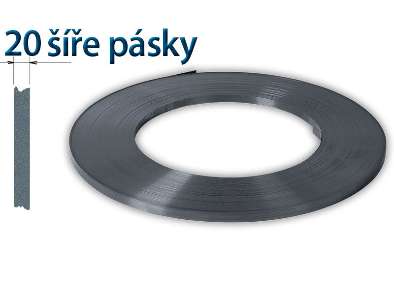 Páska vázací ocelová šíře 20 - bez pokovení (1kg = 13,47 m) - 001