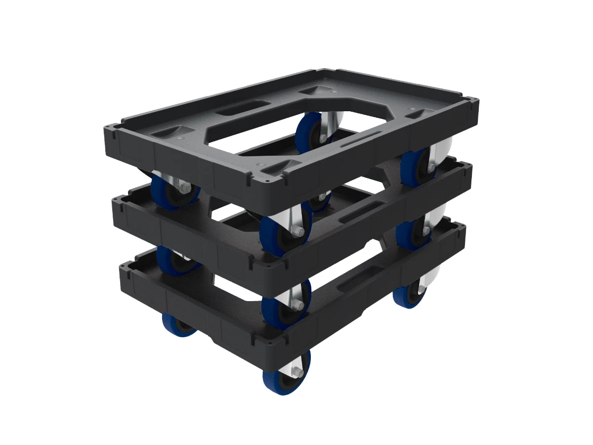 Podvozek pod přepravky s TPR kolečky 600x400 nosnost 300kg - 003