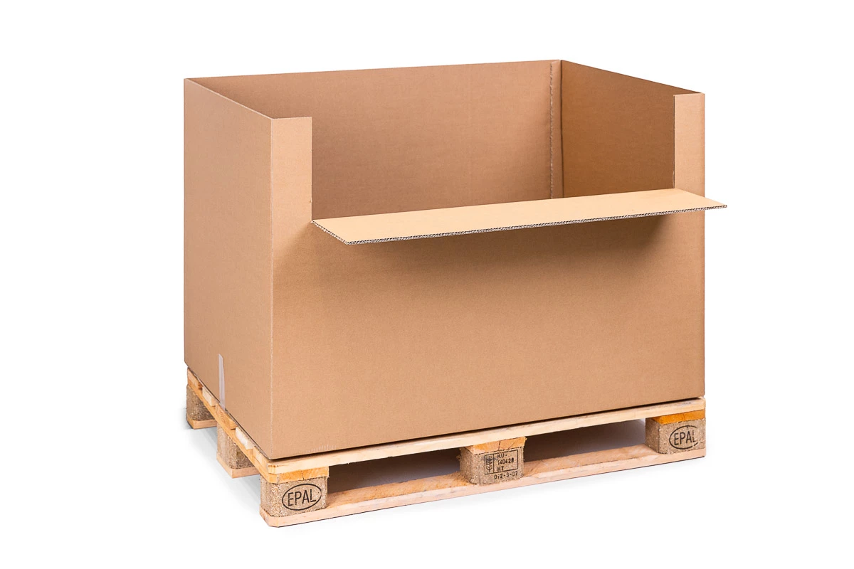 Přepravní EUROBOX 1200x800x800 5VVL s výklopným čelem - 001