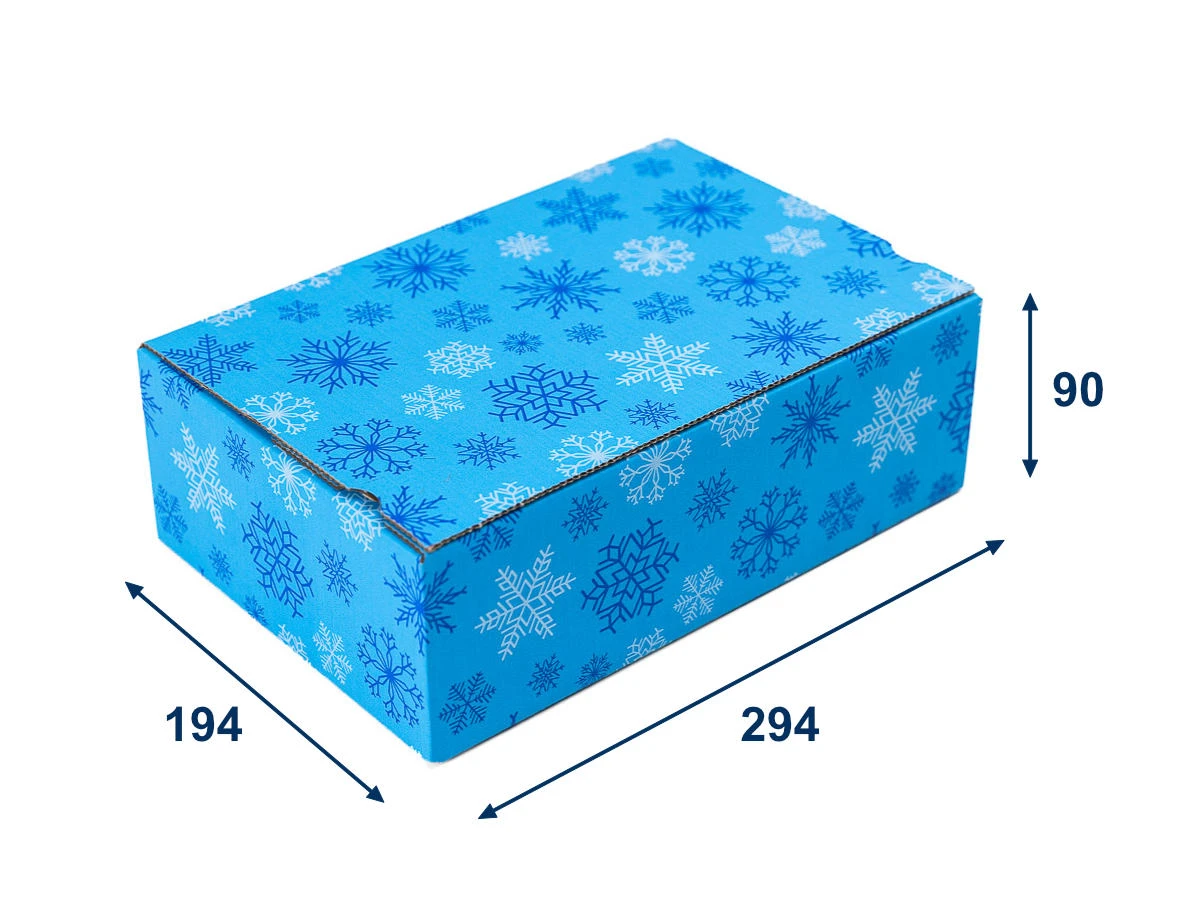 Rychlouzavírací krabice SPEEDBOX 300x200x100 3VVL 2LP s potiskem vloček - 001