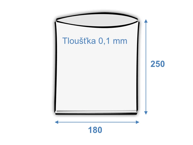 Sáček plochý 180x250/0,1 polyetylénový - 001