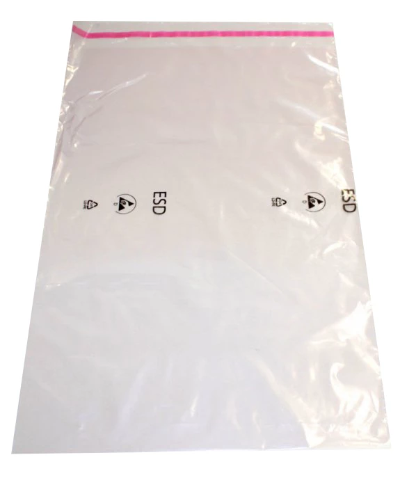 Sáček plochý 400x600/0,05  PINK Antistatic s klopou - 001