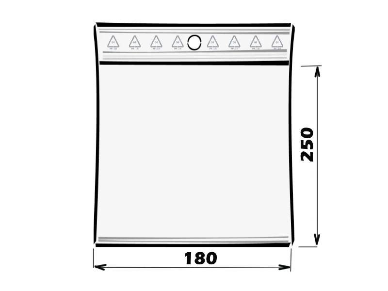 Sáček rychlouzavírací PE 180x250/0,05 s dírkou pro zavěšení - 001