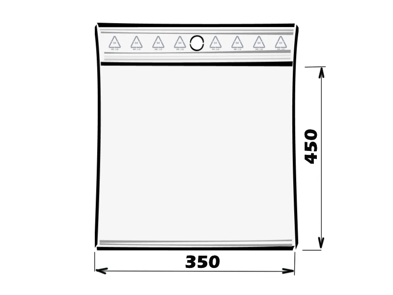 Sáček rychlouzavírací PE 350x450/0,05 s dírkou pro zavěšení - 001