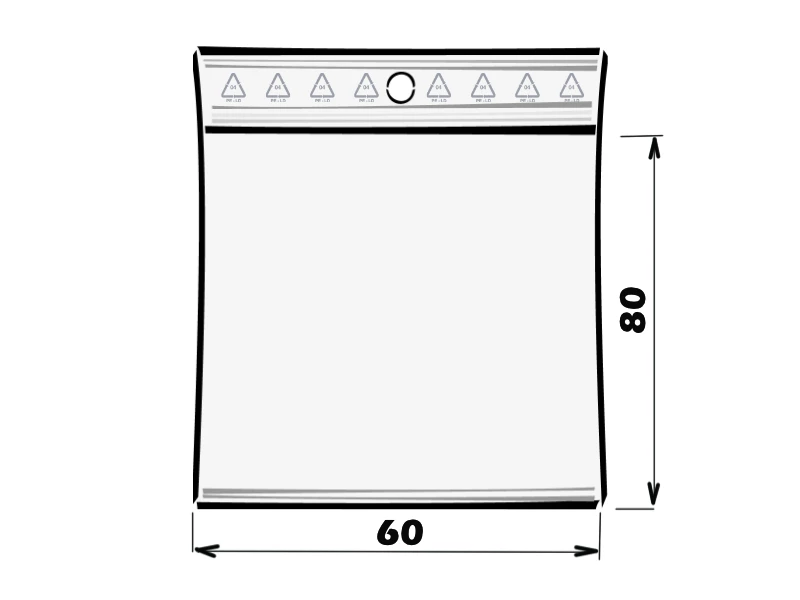 Sáček rychlouzavírací PE 60x80/0,05 s dírkou pro zavěšení - 001