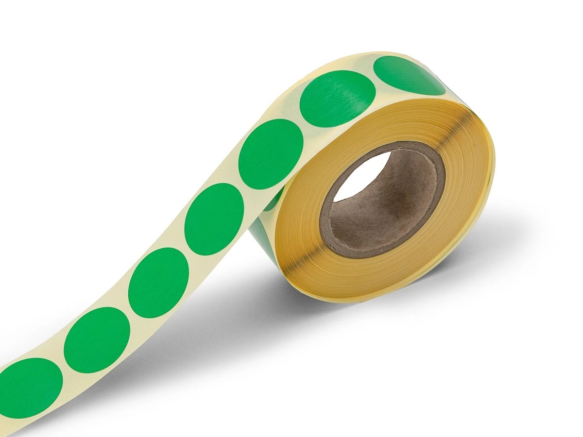 Samolepící kolečka zelená, průměr 25 mm, 1000 ks na roli - 001