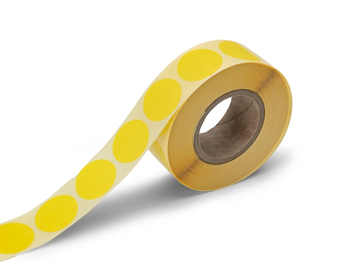 Samolepící kolečka žlutá, průměr 25 mm, 1000 ks na roli - 001