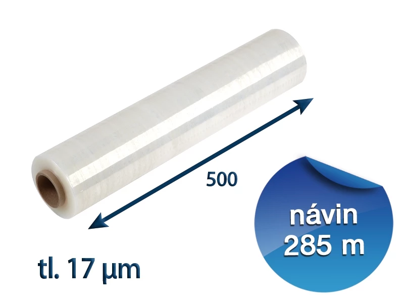Stretch fólie ruční 500mm / 17µm / 285m průtažná - PackSynergy - 001