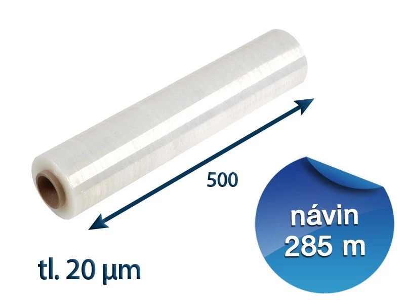 Stretch fólie ruční 500mm / 20µm / 285m průtažná - 001