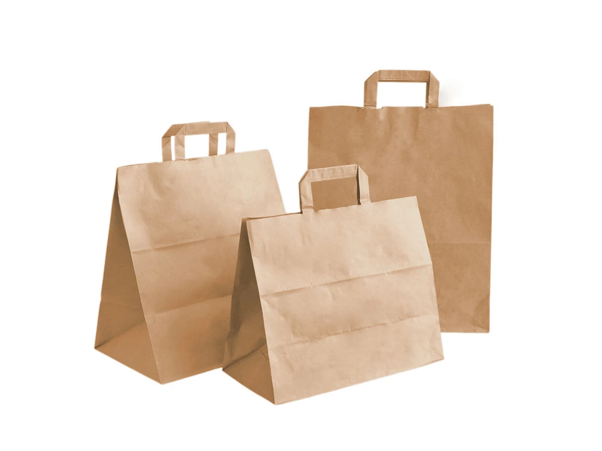 Taška papírová 320x160x270 na menuboxy, plochá držadla - 002