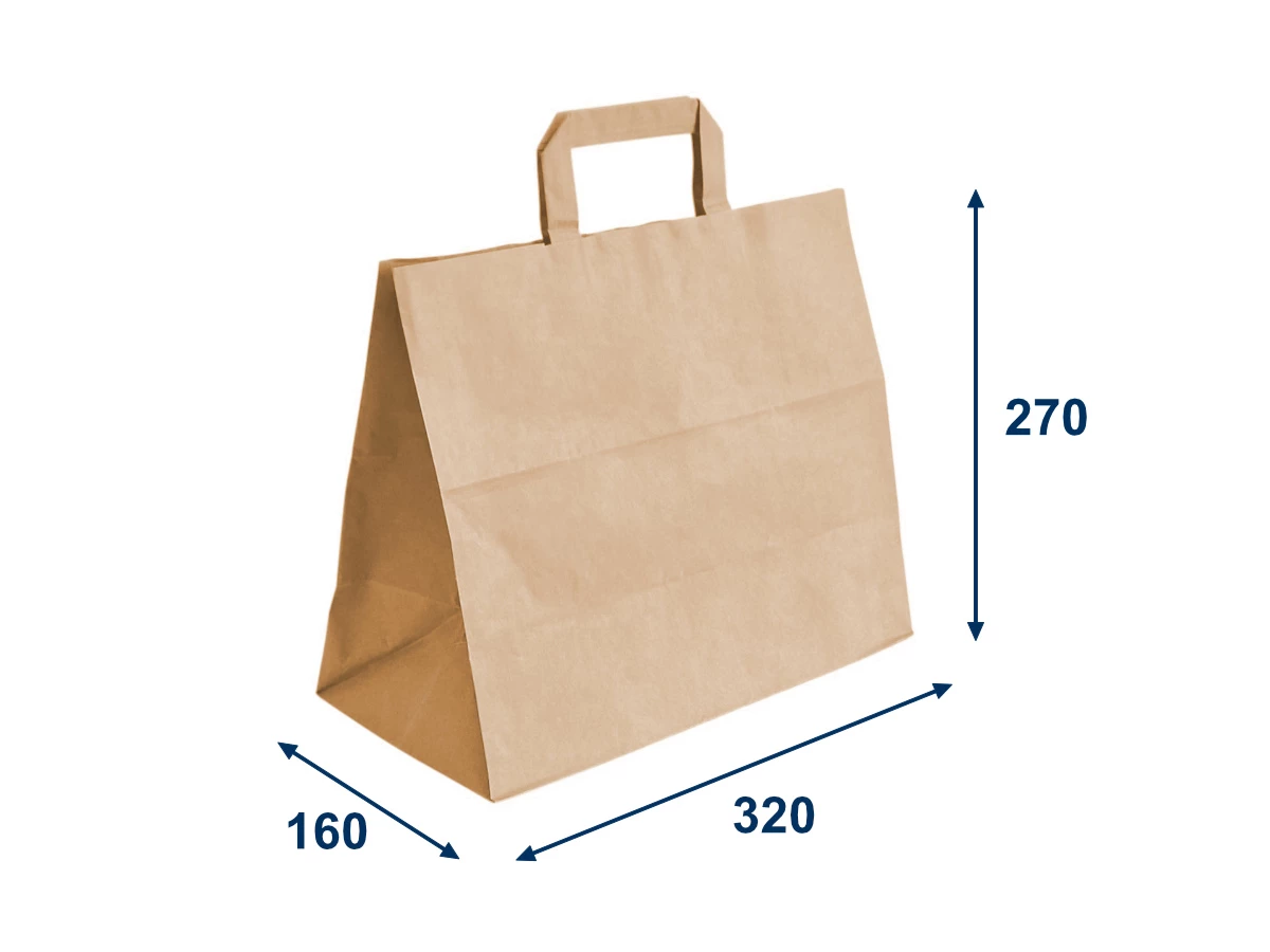 Taška papírová 320x160x270 na menuboxy, plochá držadla - 001