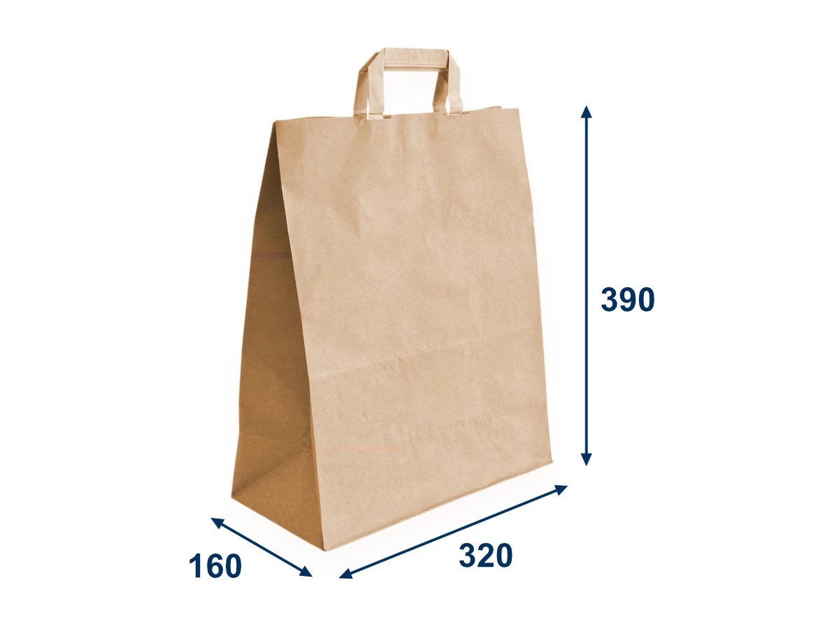 Taška papírová 320x160x390 na menuboxy, plochá držadla - 001