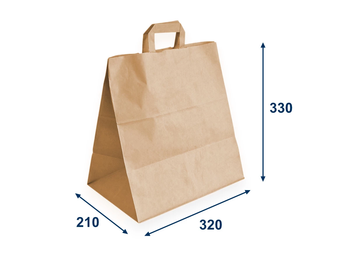 Taška papírová 320x210x330 na menuboxy, plochá držadla - 001