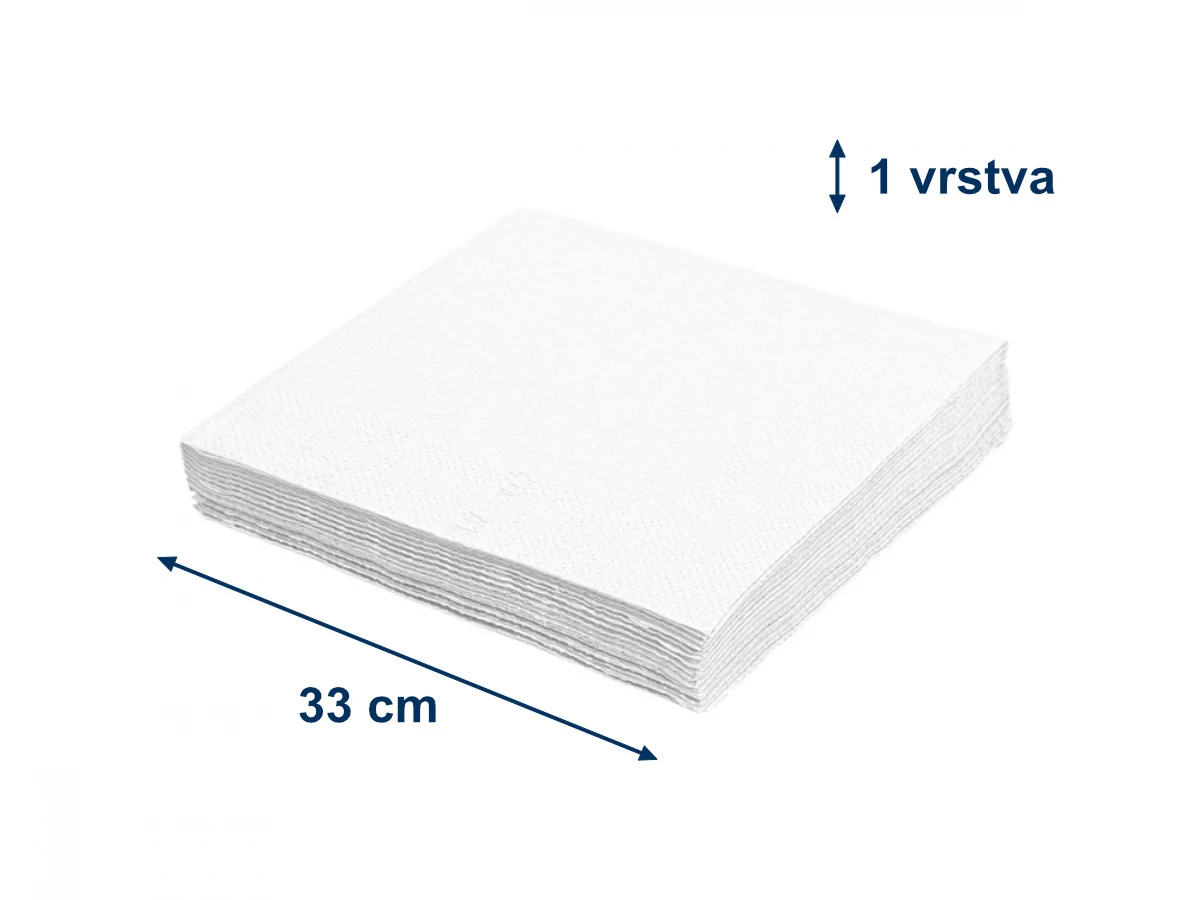 Ubrousek 1-vrstvý bílý 33 x 33 cm - 001