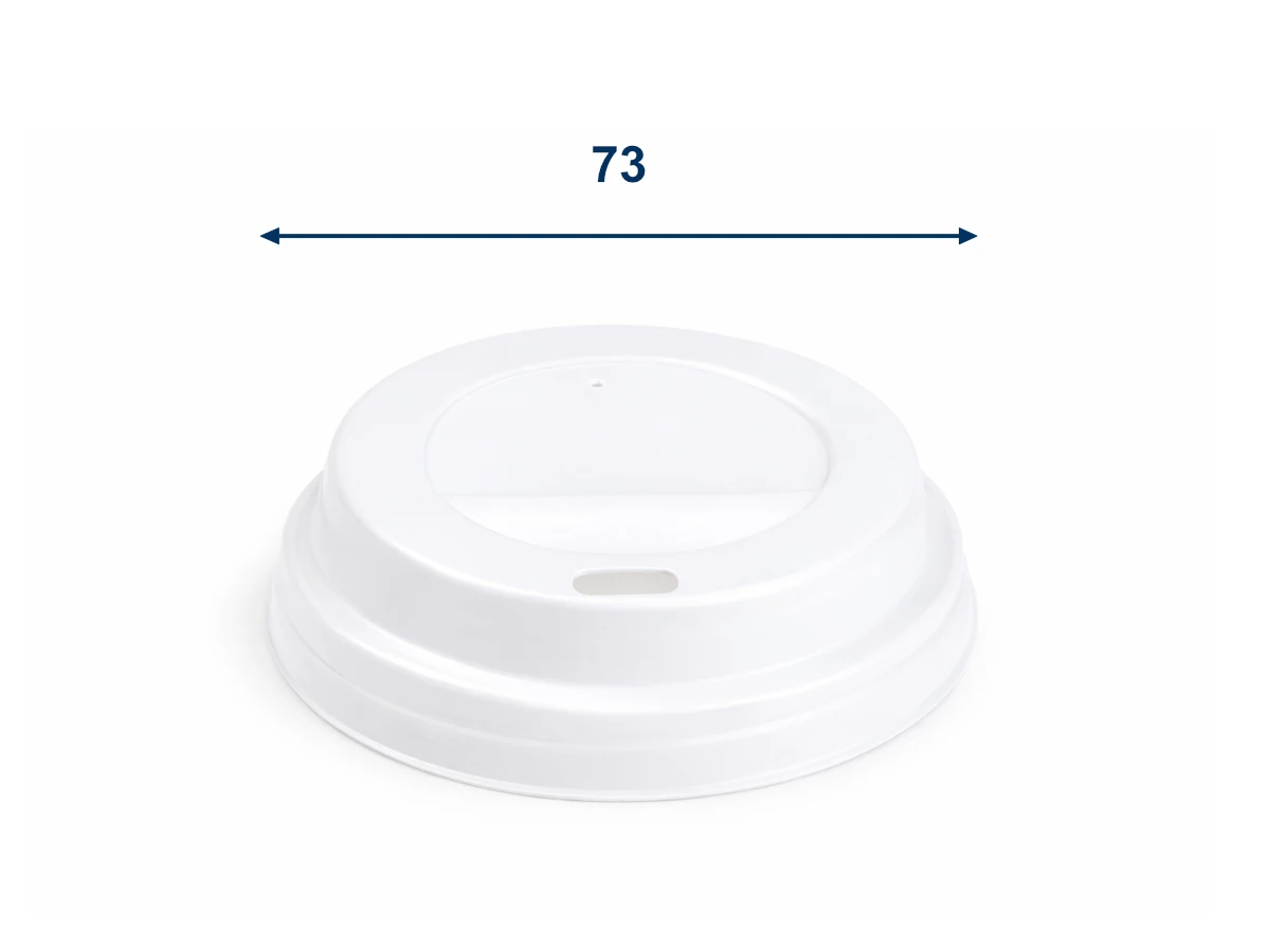Víčko vypouklé PS bílé pro kelímek s průměrem 73mm - 001