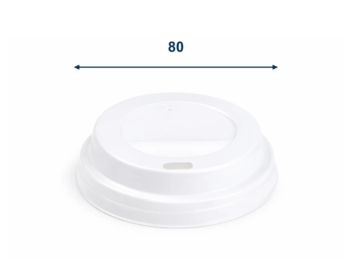 Víčko vypouklé PS bílé pro kelímek s průměrem 80mm - 001