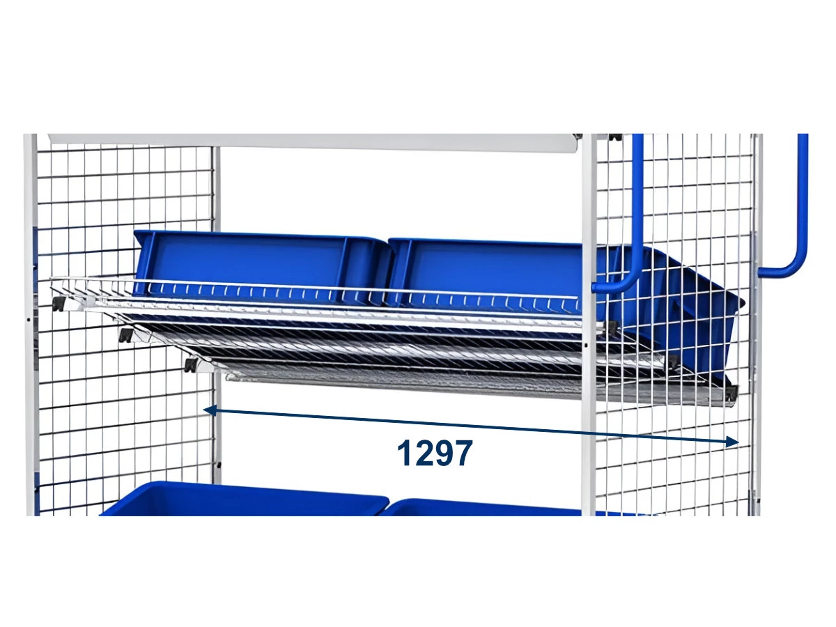 Závěsná police drátěná s okraji 25mm pro KT-3 rozměr 1297x625x1630 - 001