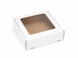 Dárková krabice s průhledným víkem bílá 200x200x50
