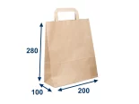 Taška papírová hnědá 200x100x280, plochá držadla