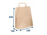 Taška papírová hnědá 320x140x420, plochá držadla