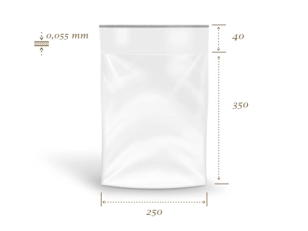 Sáček plochý 250x350+40/0,055 PE, samolepící klopa