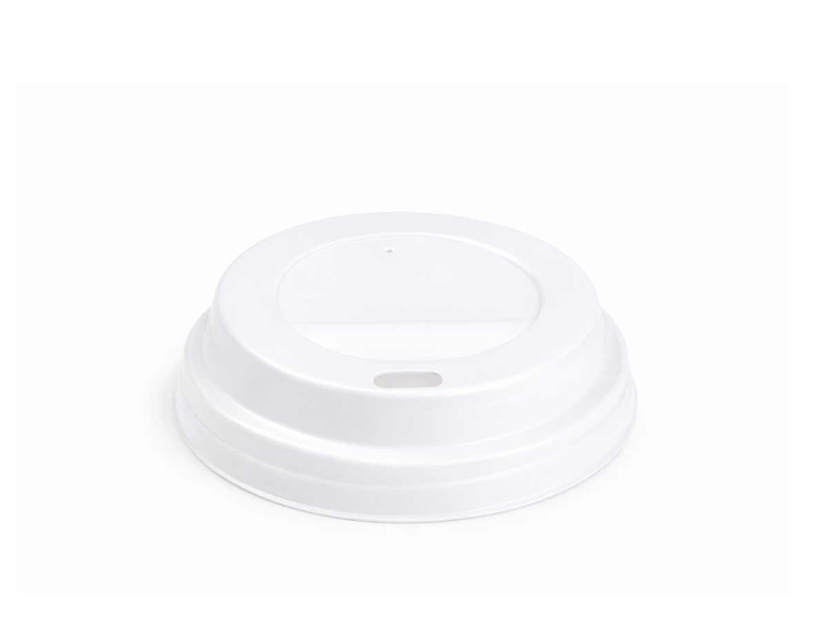 1000 ks - Víčko vypouklé PS bílé pro kelímek s průměrem 80mm